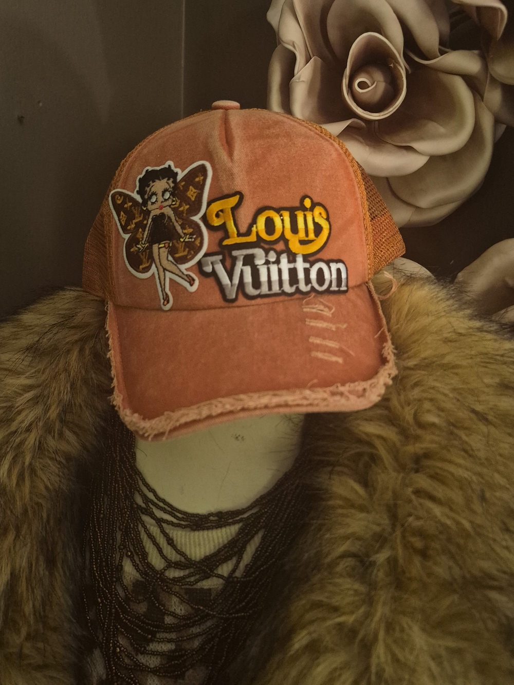 Distressed Orange Trucker Cap